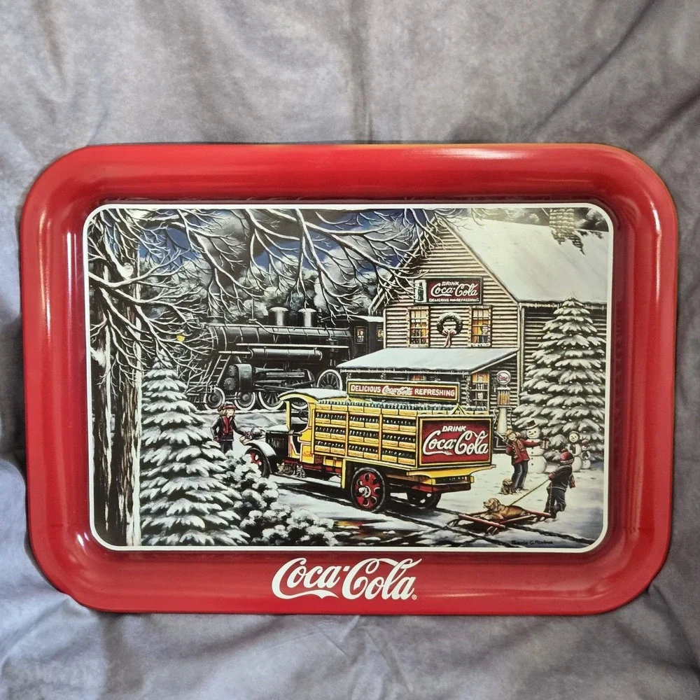 Vintage 1999‎ Coca-Cola Yule Time Delivery Station Tin Tray 17.5 X 12.75